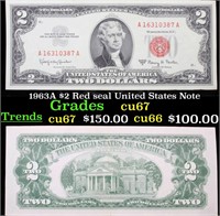 1963A $2 Red seal United States Note Grades Gem++