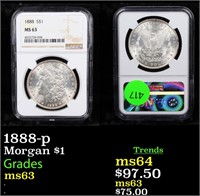 1888-p Morgan Dollar $1 Graded ms63 By NGC