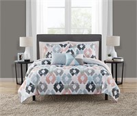 Mainstays Pink and Teal Diamond 10 Piece Bed in a