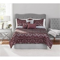 Mainstays 7-Piece Purple Damask Jacquard Comforter