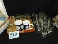 Assortment of coffee mugs - glasses and flute