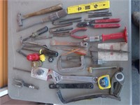 hammers, pliers, tape measure, tools