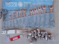 incomplete Matco wrench set, knuckle ext., tools
