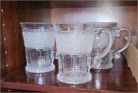 3 PC GLASS MUGS, LEAF PATTERN