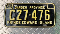 1972 PRINCE EDWARD ISLAND LICENCE PLATE