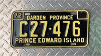 1972 PRINCE EDWARD ISLAND LICENCE PLATE