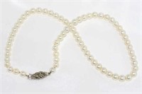 Vintage cultured pearl necklace, marcasite clasp