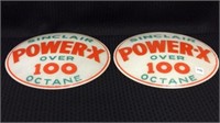 Lot of 2 Sinclair Power X Over 100 Octane Globe