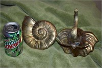 Solid Brass Elephant and Shell Wall Hanging