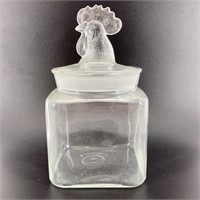 Glass Apothecary Jar With Rooster Finial Lid