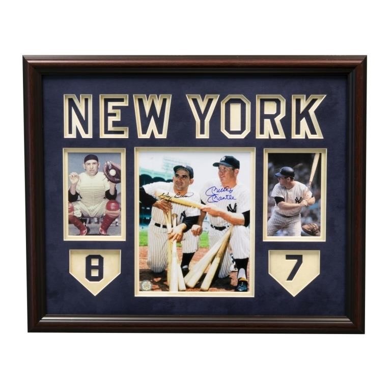 Yogi Berra & Mickey Mantle Yankee Signed Framed