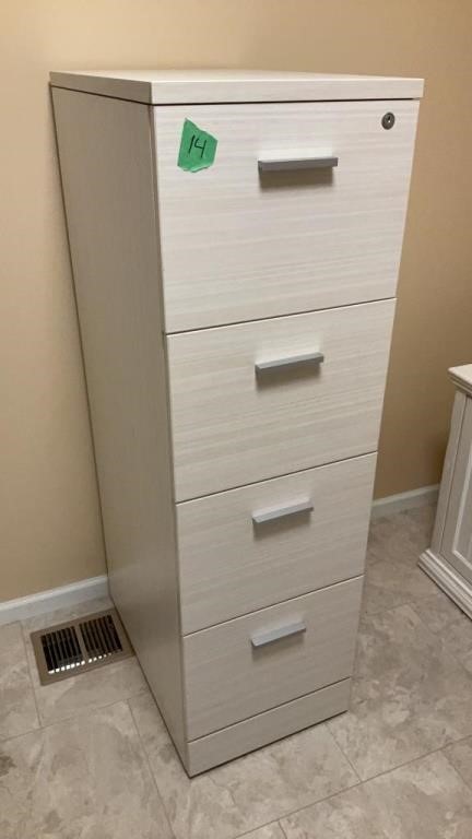 White 4 drawer file cabinet with keys