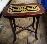 Chery with Brass Insert Candle Stand Side Table