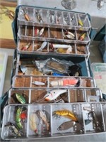 TACKLE BOX FULL OF LURES & MISC ITEMS