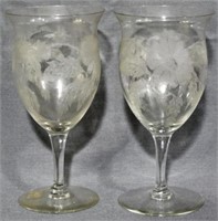 2 Cambridge Chrysanthemum Water Goblets 7"
