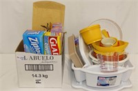 Assortment of Kitchen Plasticware and Freezer Bags
