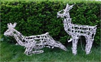 2 Christmas reindeer lighted framed yard art,
