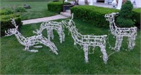 4 Christmas reindeer lighted framed yard art,