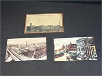 Elgin, Illinois Postcards, one framed
