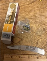 NEW Buck commemorative pocket knife w/box & pin