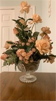 Pressed glass vase floral arrangement