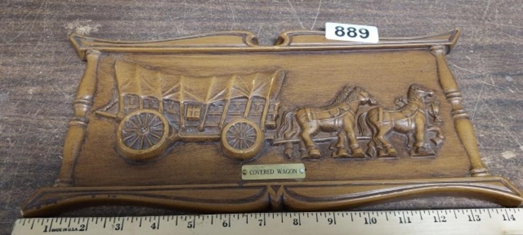 VINTAGE TURNER MFG. COVERED WAGON PLASTIC WALL ART