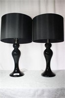 Pr Black Table Lamps w/ Black Shades
