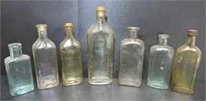 VINTAGE CLEAR GLASS APOTHECARY BOTTLES 5"-9"T