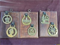 Group of six brass medallions