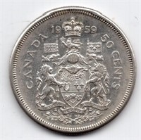 1959 Canada 50 Cent Silver Coin