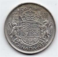1937 Canada 50 Cent Silver Coin