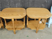 2 OAK END TABLES  24 X 20X 22"H