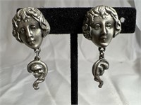 Vintage Goldette Art Nouveau Line Earrings