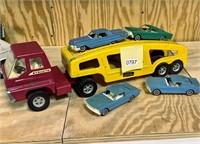 1960's Structo Car Hauler & Cars