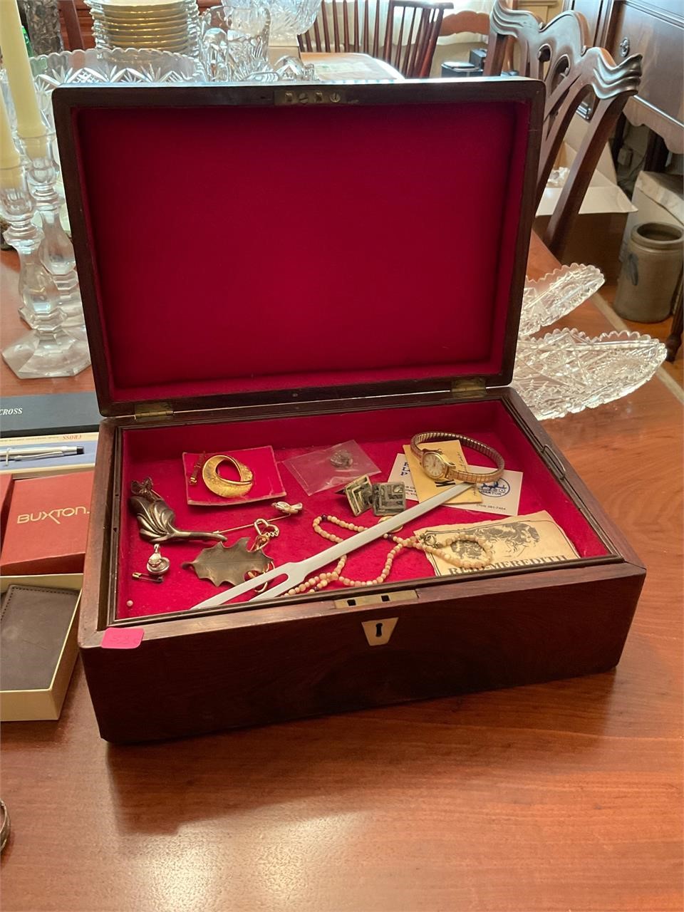 Antique Box and Jewelry Contents