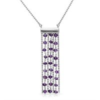 Sterling Silver- Purple Bead Chain  Necklace