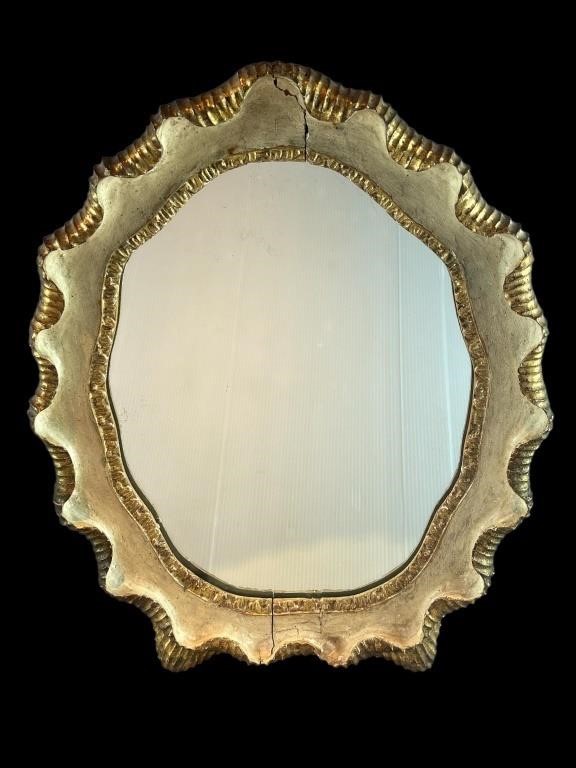 A Gilt Wood Table Top Mirror. See Photos For