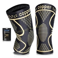 Copper Knee Braces 2 Pack  for Workout  Pain Med