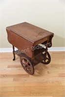 Drop Leaf Tea Walnut Tea Cart with Drawer