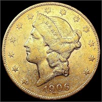 1906-S $20 Gold Double Eagle LIGHTLY CIRCULATED