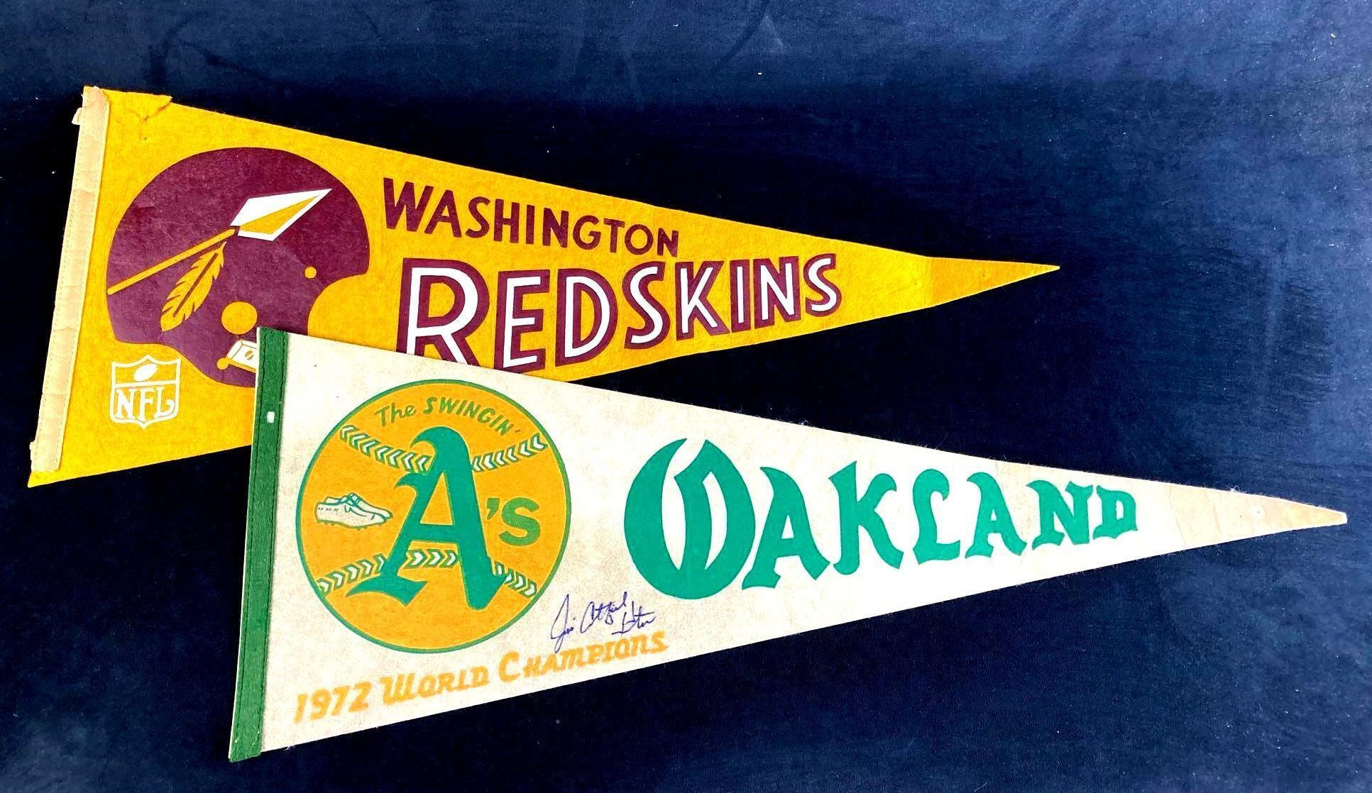 Set of (2) Felt Pennants of Oakland A's and Washin