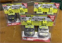 Lot of 3 Packs NEW Ryobi 18V Lithium 4Ah Batteries