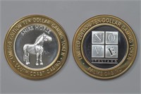 2 - Classic Casino Chips w/ Silver .999 Centers