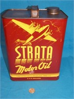 STRATA MOTOR OIL TWO GALLON CAN W/PLANE ON CAN