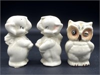 Shawnee Owl and Elephant Salt and Pepper Shakers