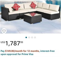 NEW PATIO SECTIONAL SOFA W/ OTTMAN / COFFEE TABLE