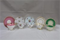 Five english bone china cups & saucers including