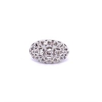 14K WHITE GOLD 1.00CT DIAMOND OLD CUT SHIELD RING