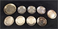Nine Asst Vintage Silverplated Small Plates