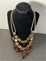 GOLD PLATED COPPER DOUBLE DANGLE NECKLACE 26